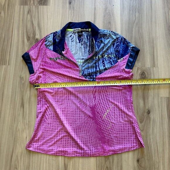 JAMIE SADOCK 1/4 Zip Polo Golf Tennis Pickleball Pink Blue Graphic Size M - Picture 5 of 9